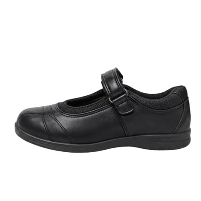 Youmie black kids school shoes with Velcro fastening